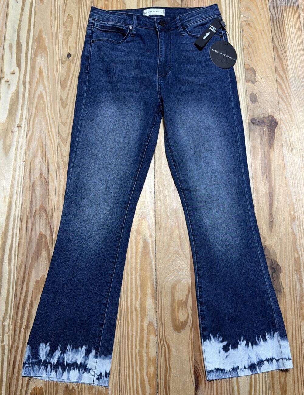 ARTICLES OF SOCIETY Cropped Flare High Rise Women's 26 Raw Hem Jeans NWT Stretch